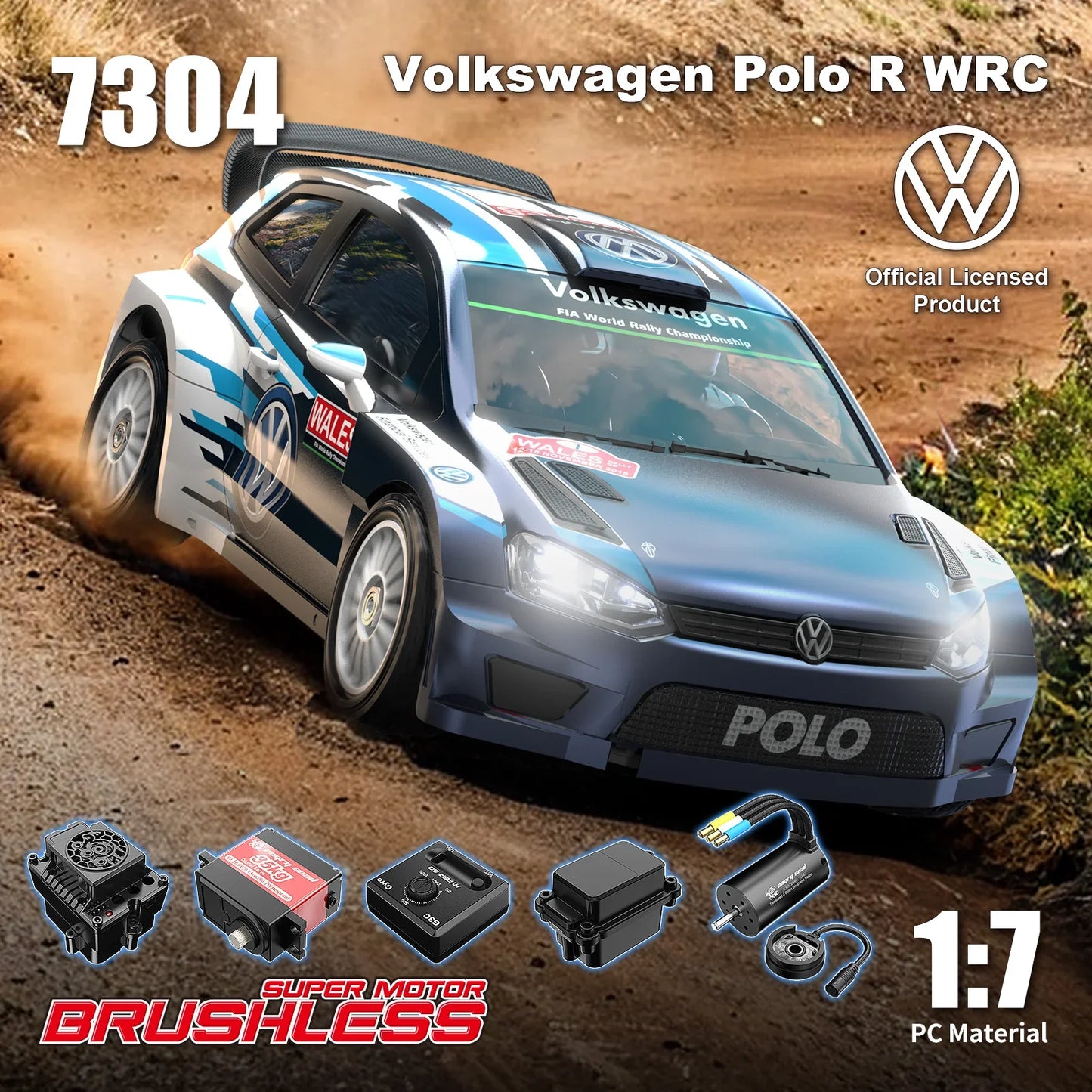 MJX Hyper Go 7304 1/7 Volkswagen Polo R WRC RC Rally Car – 4S Brushless 60km/h Official Licensed - No battery & Charger